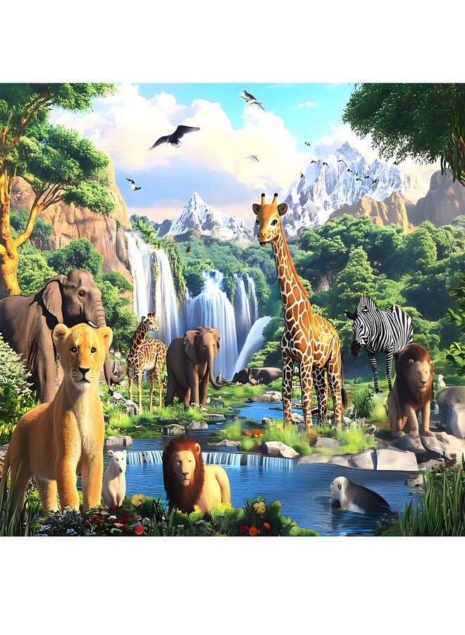 WSCXSC 1000 Pieces Puzzles for Adults,Animal World Jigsaw Puzzles 1000 Pieces Lions Elephants Giraffe Animals Puzzles Games Unique Cool Puzzles Family Activity Great Gift for Family Friends 28x20 in - Image 1